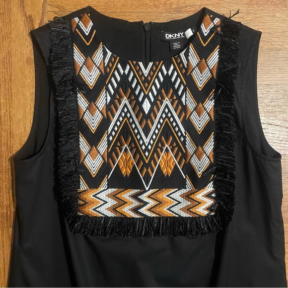 DKNY embroidered black sleeveless shift dress size S - Picture 4 of 14
